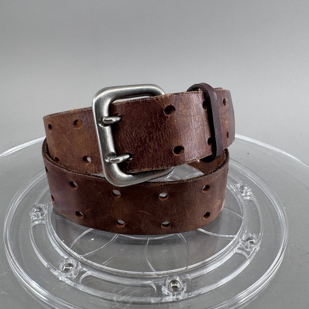 L. Chessler Womens Brown Leather Double Prong Workwear Western Belt Size S